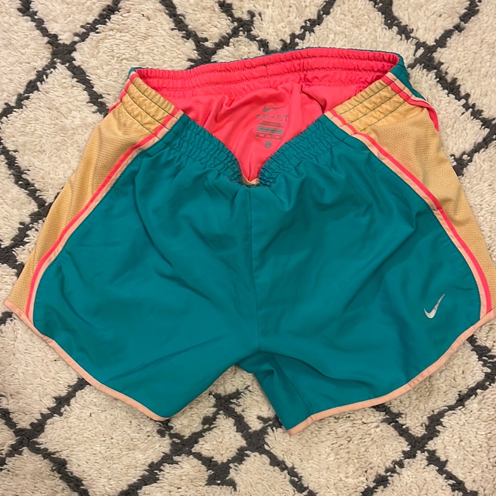 Women’s Nike Running shorts (pink and green) size XS